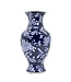 14" Dark Blue Chinoiserie Ceramic Vase