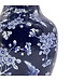 14" Dark Blue Chinoiserie Ceramic Vase