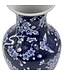 14" Dark Blue Chinoiserie Ceramic Vase