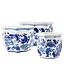 Ceramic Chinoiserie Planter Pot Round Hexagon Pot Fluted Edge - Sold Individually