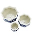 Ceramic Chinoiserie Planter Pot Round Hexagon Pot Fluted Edge - Sold Individually