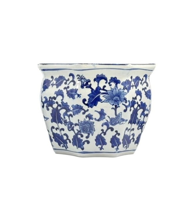 Ceramic Chinoiserie Planter Pot Blue & White - Sold Individually