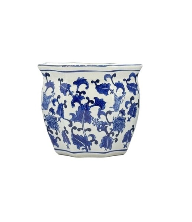 Ceramic Chinoiserie Planter Pot Blue & White - Sold Individually