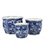 Ceramic Chinoiserie Planter Pot White & Blue Crane - Sold Individually