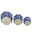 Ceramic Chinoiserie Planter Pot White & Blue Crane - Sold Individually