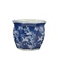 Ceramic Chinoiserie Planter Pot White & Blue Crane - Sold Individually