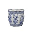 Ceramic Chinoiserie Planter Pot White & Blue Round Hex - Sold Individually
