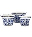 Blue & White Floral Ceramic Pot Ruffled Lip Style2 - Sold Individually