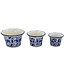 Blue & White Floral Ceramic Pot Ruffled Lip Style2 - Sold Individually