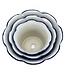 Blue & White Floral Ceramic Pot Ruffled Lip Style2 - Sold Individually