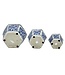 Blue & White Hexagon Floral Ceramic Ruffled Lip - Sold Individually