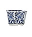 Blue & White Hexagon Floral Ceramic Ruffled Lip - Sold Individually