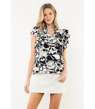 Stella Flutter Sleeve Print Top