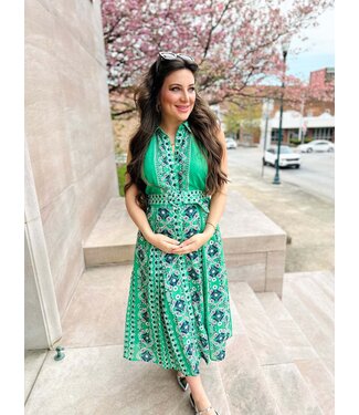 Patricia  Printed Halter Collared Maxi Dress