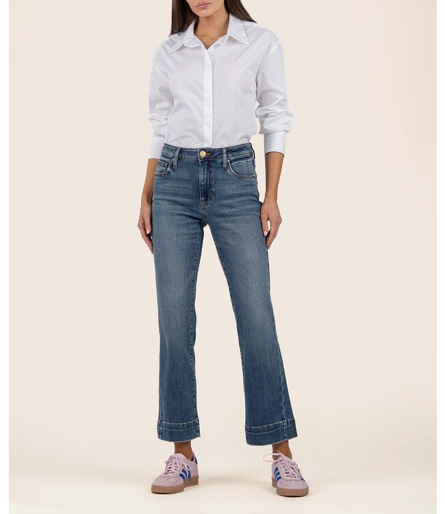 KUT FROM THE KLOTH Kelsey High Rise Ankle Flare- Wide Hem Side Inset