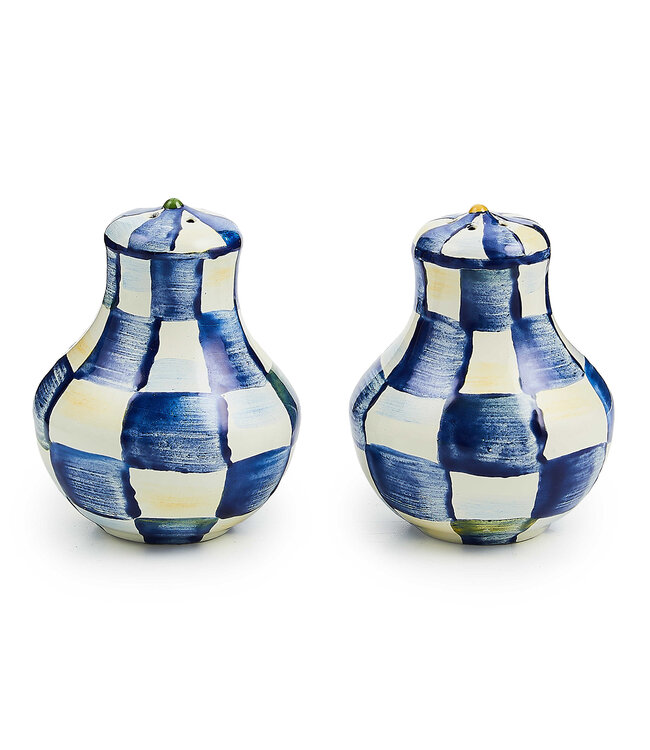 MACKENZIE CHILDS Royal Check Salt & Pepper Shakers - Sold as Set