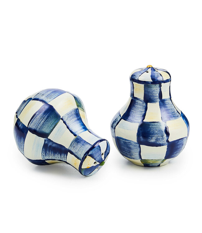 MACKENZIE CHILDS Royal Check Salt & Pepper Shakers - Sold as Set