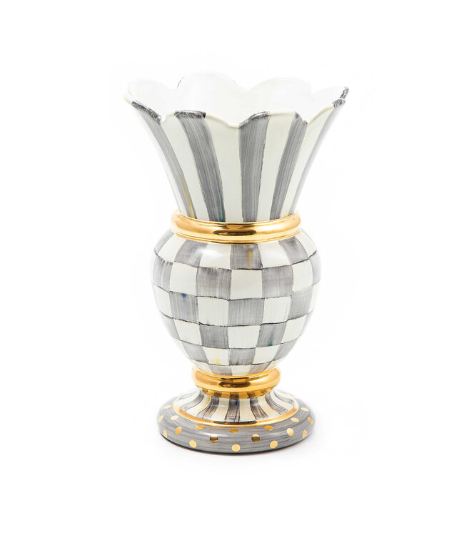 MACKENZIE CHILDS Sterling Check Great Vase