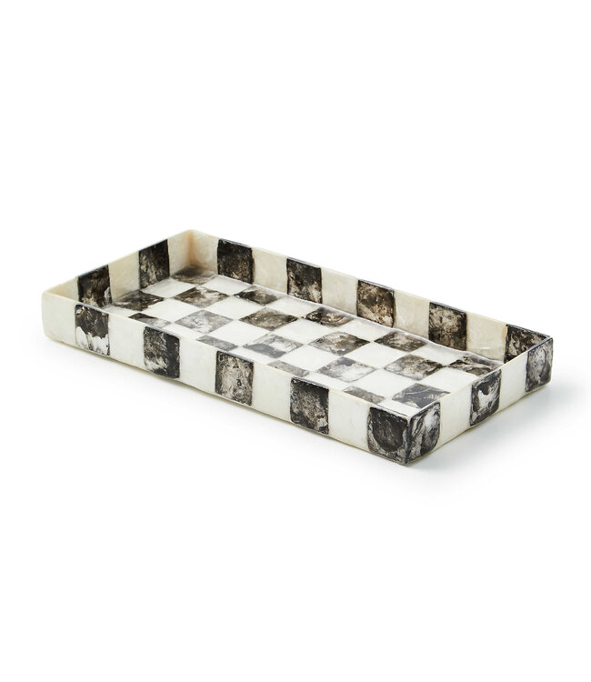 MACKENZIE CHILDS Courtly Check Capiz Vanity Tray
