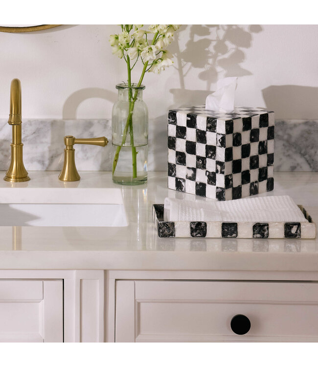 MACKENZIE CHILDS Courtly Check Capiz Vanity Tray