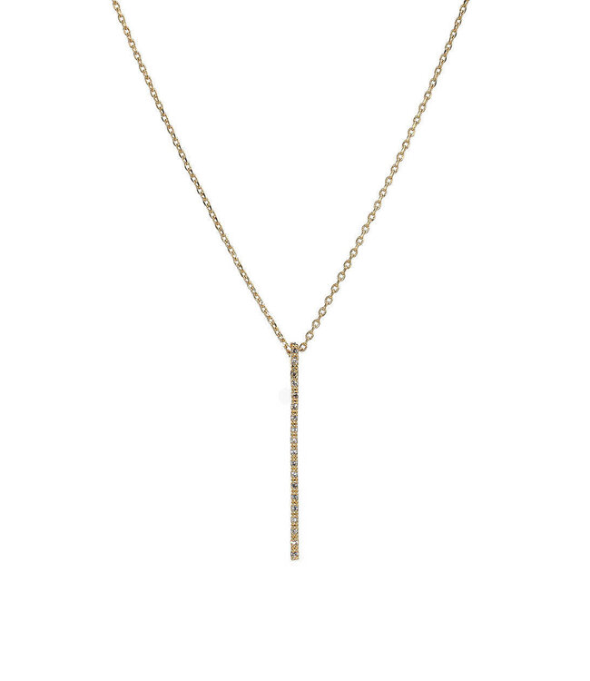 THEIA JEWELRY Linear Bar Short Necklace with Hand Set Micro Pave High Quality CZ