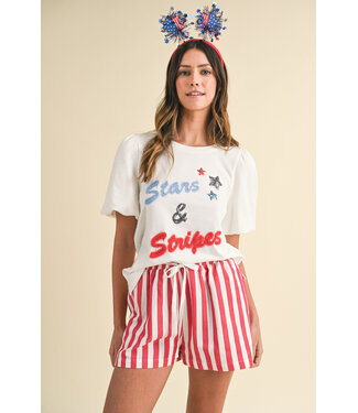 Riley Hand-drawing Lettering Embo Bubble Sleeve Knit Top