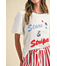 Riley Hand-drawing Lettering Embo Bubble Sleeve Knit Top