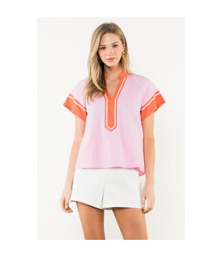 Addison Contrast Trim Short Sleeve Top