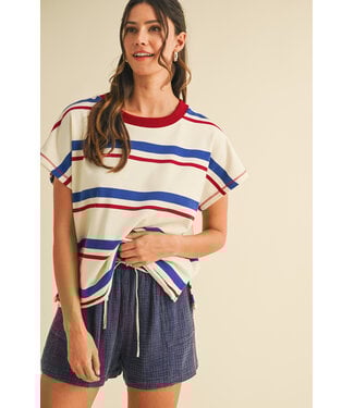 Athena Multi Striped French Terry Pullover