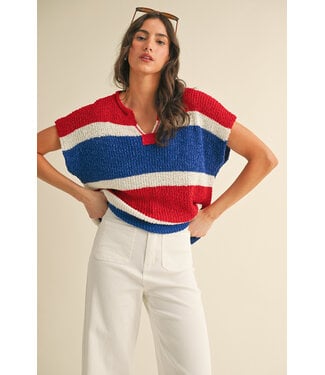 Hailey Low Guage Color Block Textured Sweater Top
