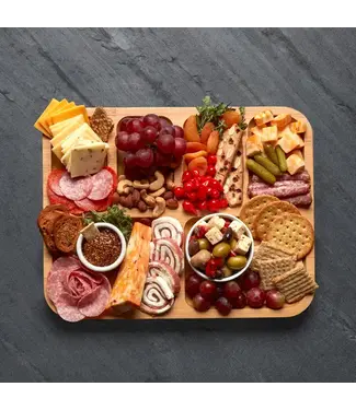 11x14 Bamboo 6 Slot Charcuterie Board with Black Handles