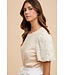 Annie Mix Media Crochet Sleeve Jersey Top