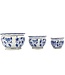 Blue & White Round Floral Ceramic Pots Ruffled Lip - Sold Individually