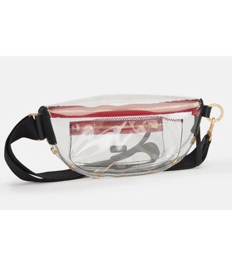 HAMMITT Charles Crossbody Med Clear Black BG Red Zip