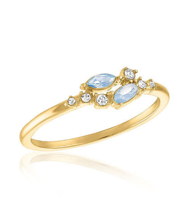 Air Blue Opal & CZ Cluster Gold Layers Ring