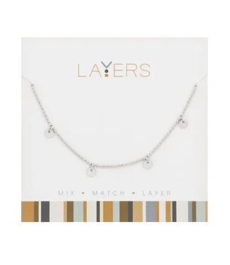Silver Decorative Disc Layers Necklace