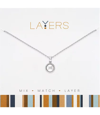 Silver Round Pearl Layers Necklace