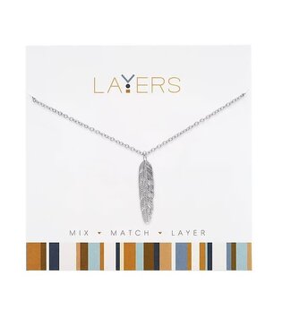Silver Feather Layers Necklace