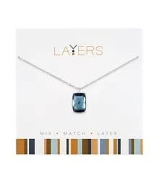 Silver Rectangle Indian Sapphire Layers Necklace