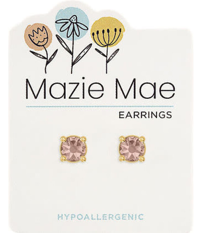 Gold Vintage Rose Solitaire Stud Mazie Mae Earring