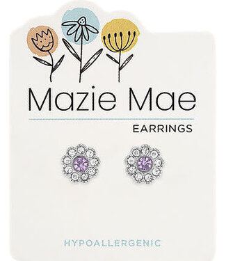 Silver Light Amethyst CZ Flower Stud Mazie Mae Earring