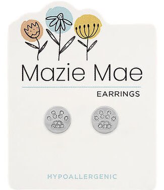 Silver CZ Paw Print Stud Mazie Mae Earring