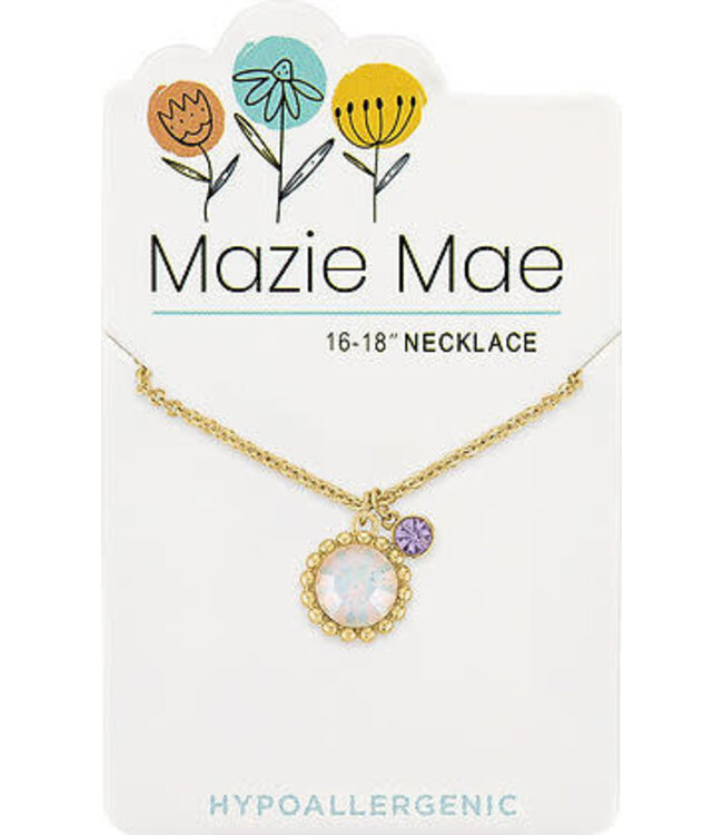 Gold Beaded White Opal and Mini Tanzanite Mazie Mae Necklace