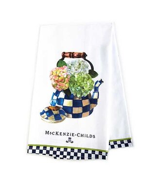 MACKENZIE CHILDS Hydrangea Tea Kettle Dish Towel