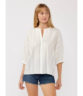 Tanya Floral Stripe 3/4 Sleeve Button-Down Blouse