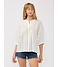 Tanya Floral Stripe 3/4 Sleeve Button-Down Blouse