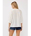 Tanya Floral Stripe 3/4 Sleeve Button-Down Blouse
