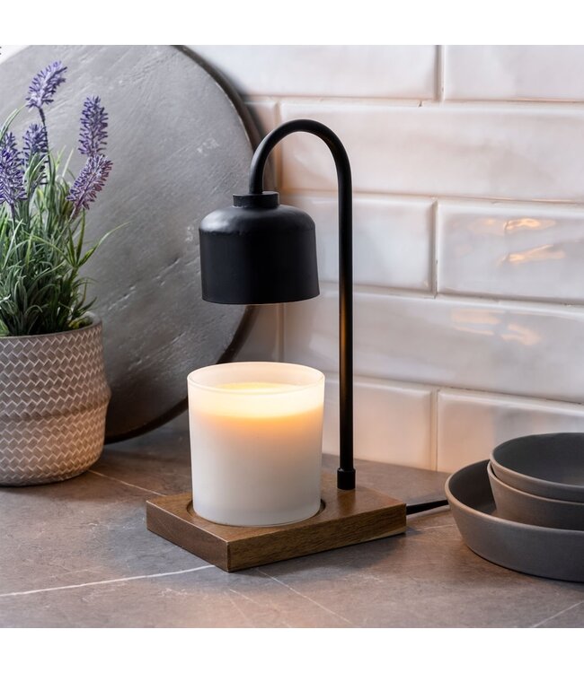 Arched Candle Warmer Lamp - Black and Wood