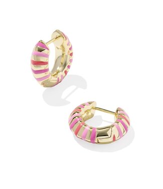KENDRA SCOTT Mikki Enamel Huggie Earrings Gold Pink Mix