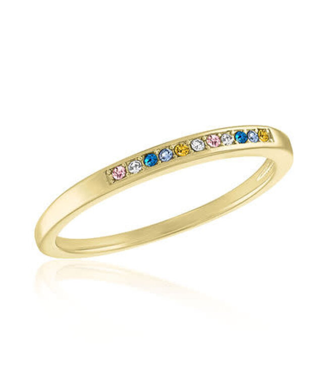 Multi-Color Inset CZ Gold Layers Rings